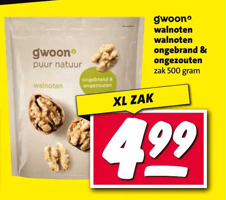 g'woon walnoten walnoten ongebrand & ongezouten zak 500 gram XL ZAK