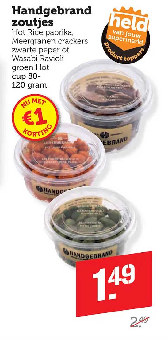 Handgebrand zoutjes Hot Rice paprika, Meergranen crackers zwarte peper of Wasabi Ravioli groen Hot cup 80-120 gram
