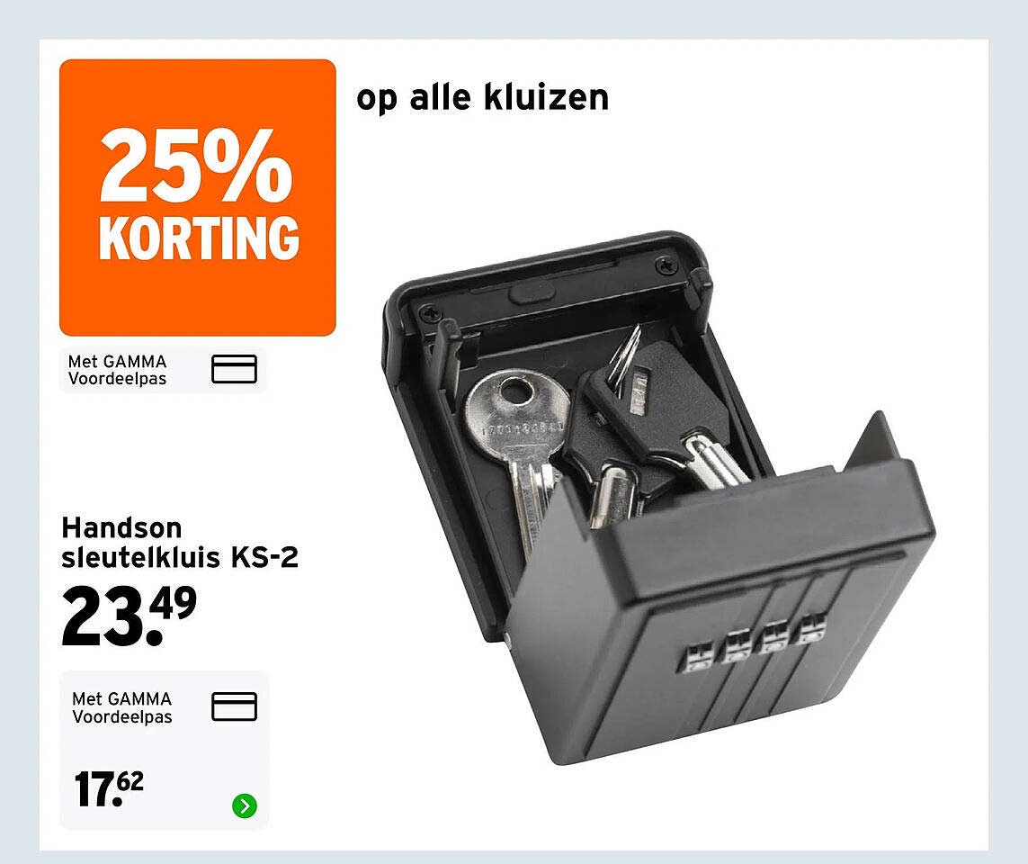 Handson sleutelkastje KS-2 25% KORTING op alle kluizen
