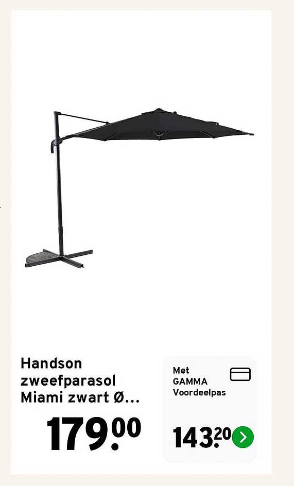 Handson zweefparasol Miami zwart Ø...