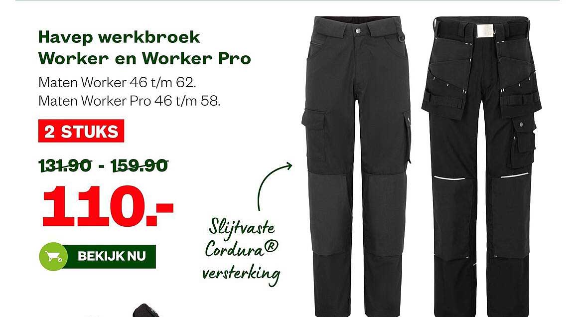 Havep werkbroek Worker en Worker Pro 2 STUKS