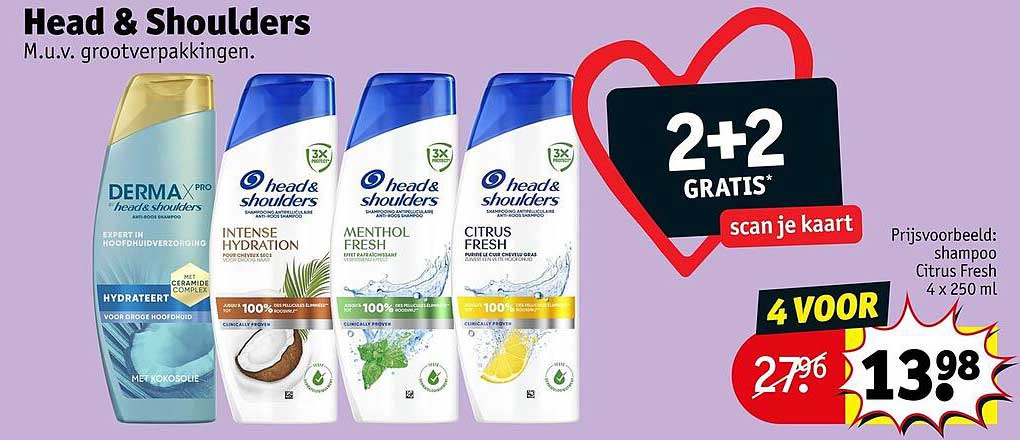 Head & Shoulders 2+2 GRATIS* scan je kaart