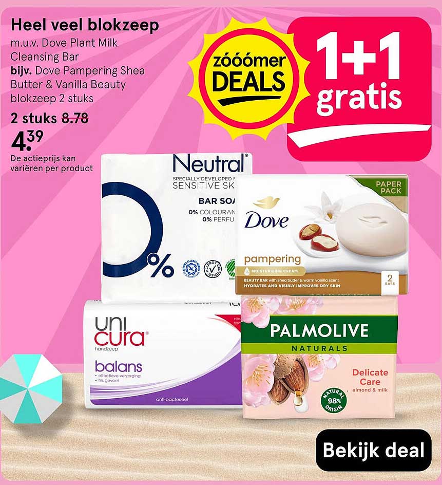Heel veel blokzeep 1+1 gratis