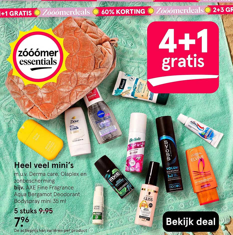 Heel veel mini’s m.u.v. Derma care, Olaplex en zonbescherming bijv. AXE Fine Fragrance Aqua Bergamot Deodorant Bodyspray mini 35 ml 4+1 gratis