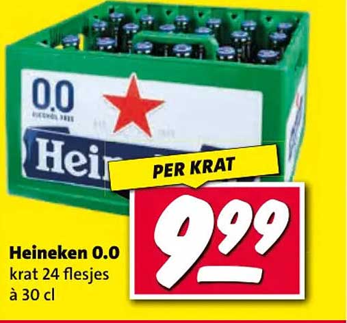 Heineken 0.0 krat 24 flesjes à 30 cl per krat