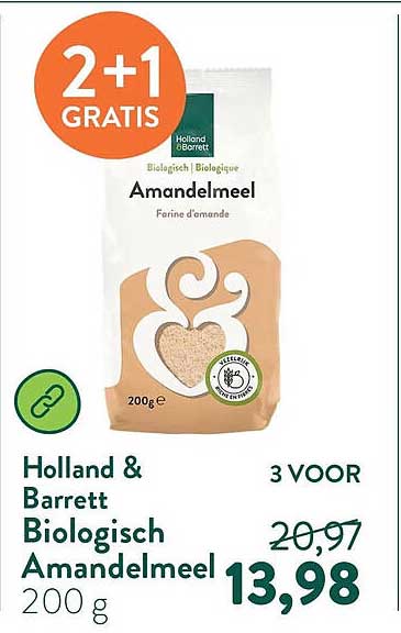 Holland & Barrett Biologisch Amandelmeel 200 g 3 VOOR 2+1 GRATIS