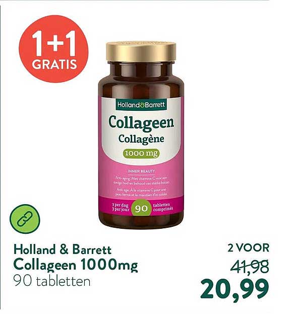 Holland & Barrett Collageen 1000mg 90 tabletten 1+1 GRATIS