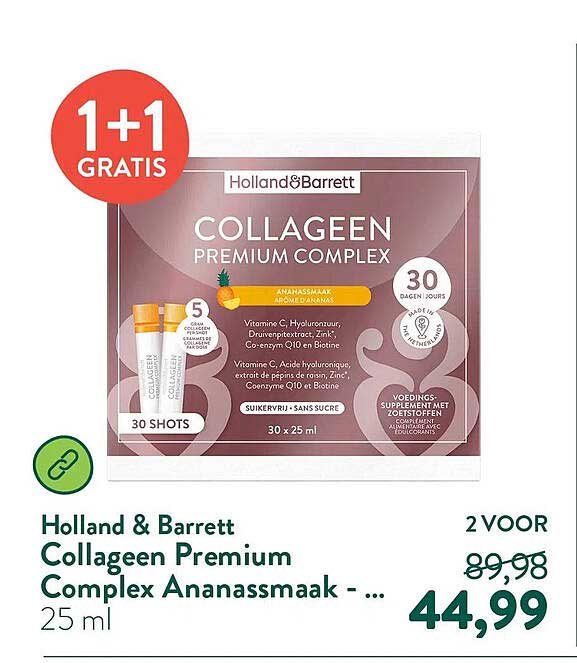 Holland & Barrett Collageen Premium Complex Ananassmaak - ... 1+1 GRATIS