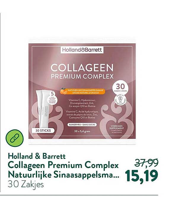 Holland & Barrett Collageen Premium Complex Natuurlijke Sinaasappelsma... 30 Zakjes