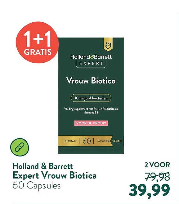 Holland & Barrett Expert Vrouw Biotica 60 Capsules 1+1 GRATIS