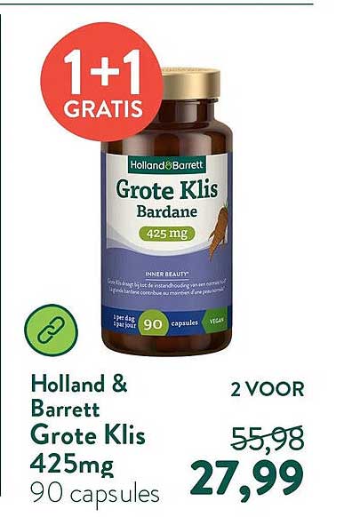 Holland & Barrett Grote Klis 425mg 90 capsules 1+1 gratis