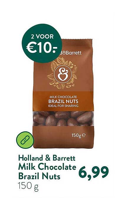Holland & Barrett Milk Chocolate Brazil Nuts 150 g 2 voor €10.