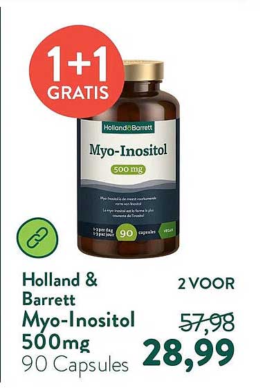 Holland & Barrett Myo-Inositol 500mg 90 Capsules 1+1 GRATIS