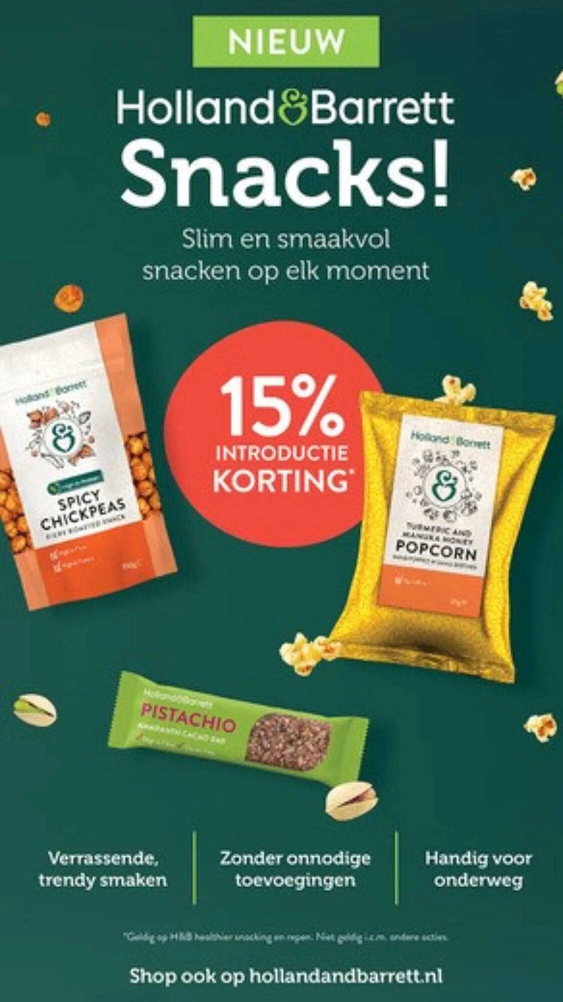 Holland & Barrett Snacks! 15% introductie korting