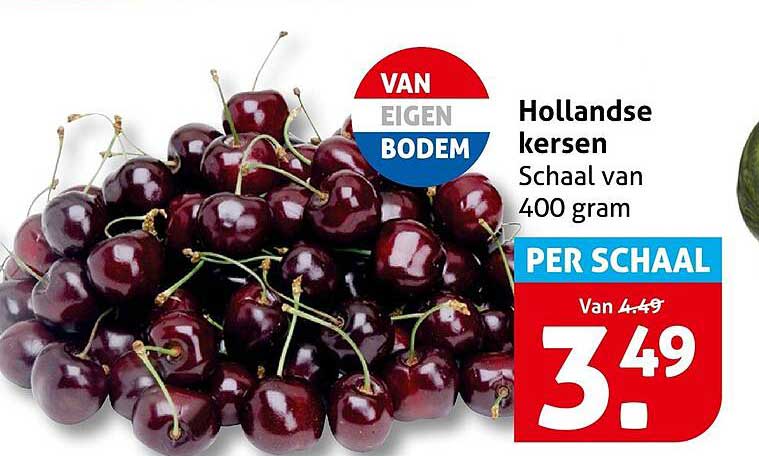 Hollandse kersen Schaal van 400 gram PER SCHAAL