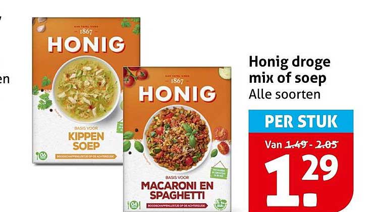 Honig droge mix of soep Alle soorten PER STUK