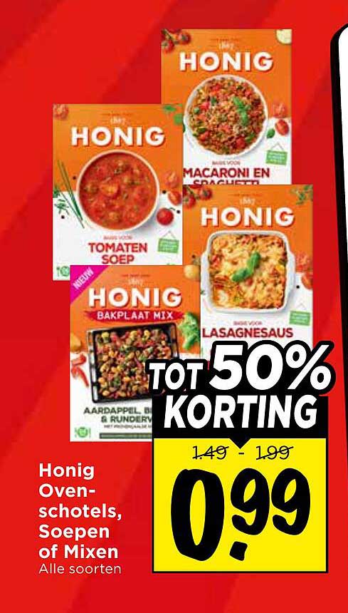 Honig Ovenschotels, Soepen of Mixen Alle soorten TOT 50% KORTING