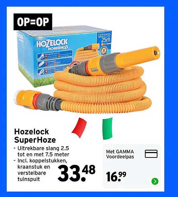 Hozelock SuperHozE - Uitsrekbare slang 2,5 tot en met 7,5 meter - Incl. koppelstukken, kraanstuk en verstelbare tuinspuit