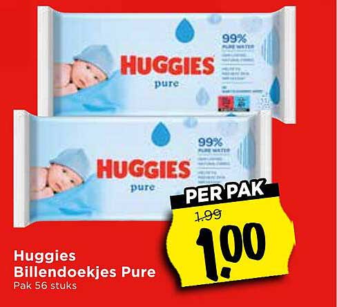 Huggies Billendoekjes Pure Pak 56 stuks
