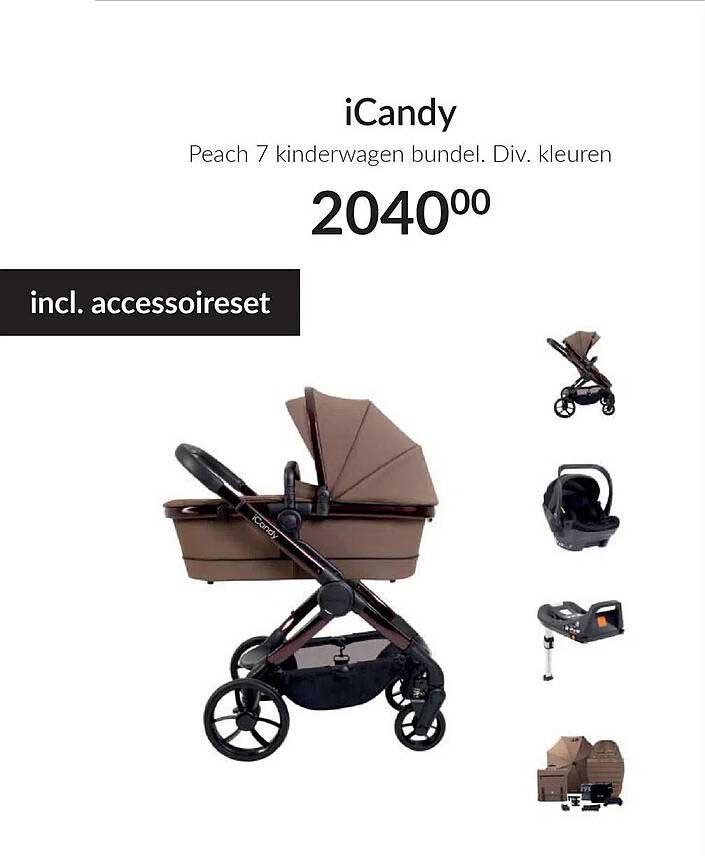 iCandy Peach 7 kinderwagen bundel. Div. kleuren incl. accessoireset