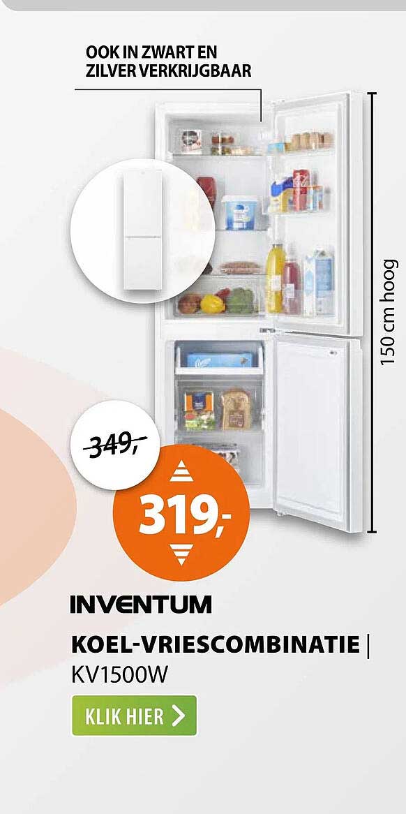 INVENTUM KOEL-VRIESCOMBINATIE | KV1500W