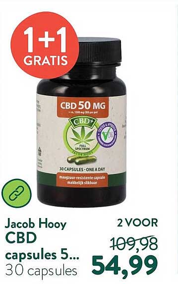 Jacob Hooy CBD capsules 5... 30 capsules 1+1 GRATIS