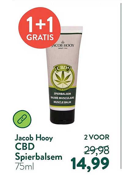 Jacob Hooy CBD Spierbalsem 75ml 1+1 GRATIS