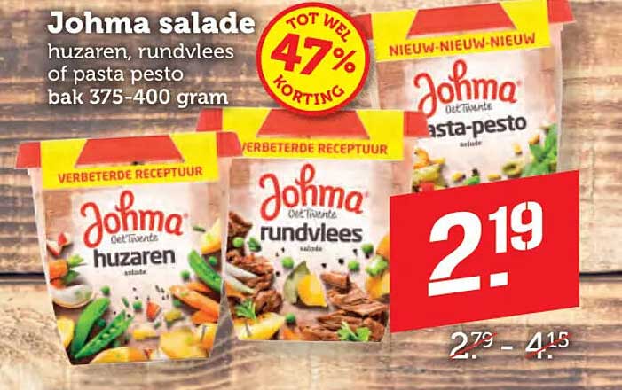 Johma salade huzaren, rundvlees of pasta pesto bak 375-400 gram