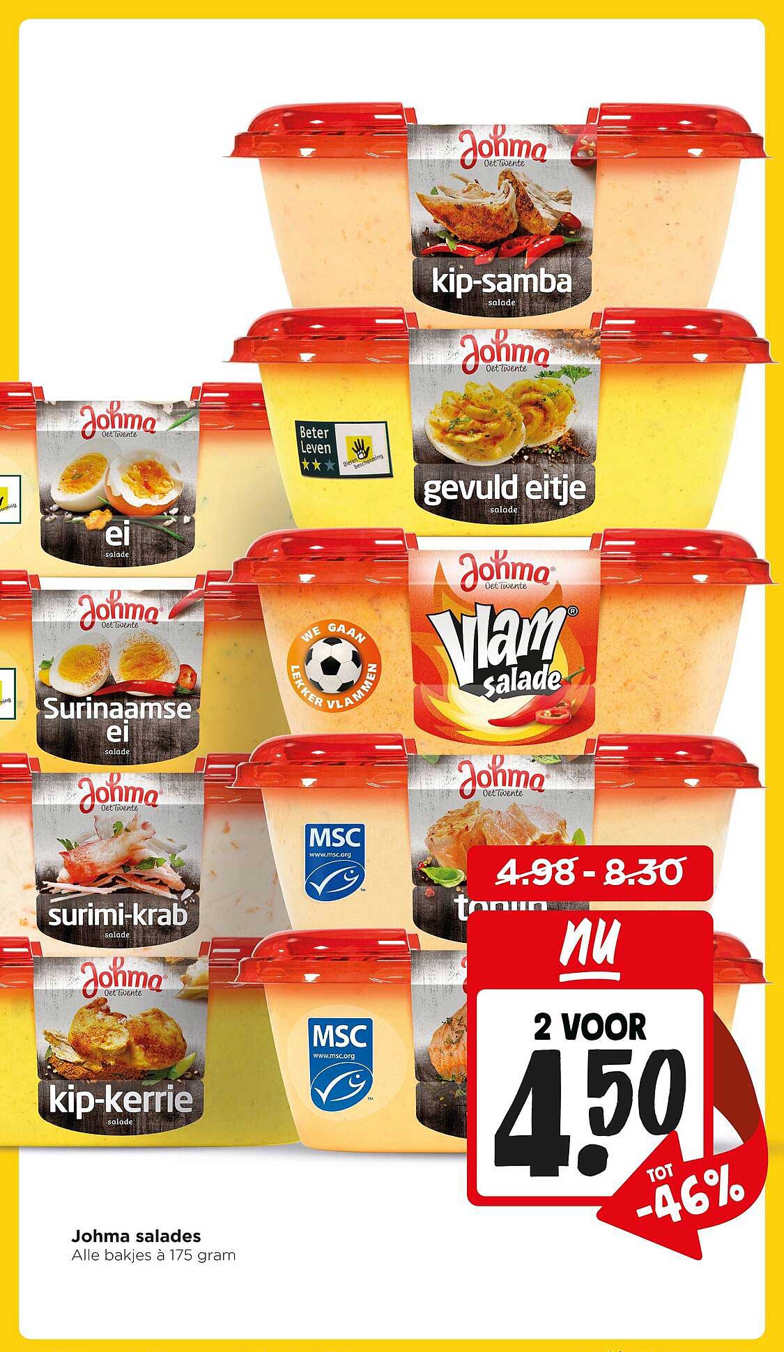 Johma salades alle bakjes à 175 gram 2 voor 4.50 tot -46%
