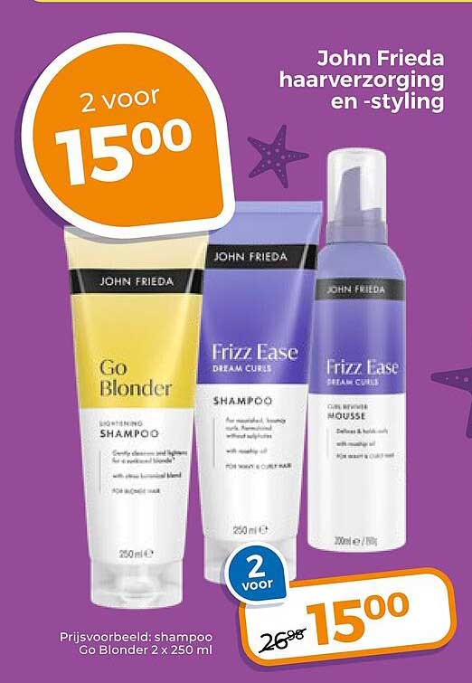 John Frieda haarverzorging en -styling 2 voor 15,00