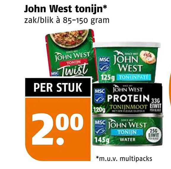 John West tonijn* zak/blik à 85-150 gram