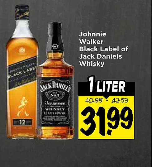 Johnnie Walker Black Label of Jack Daniels Whisky 1 liter