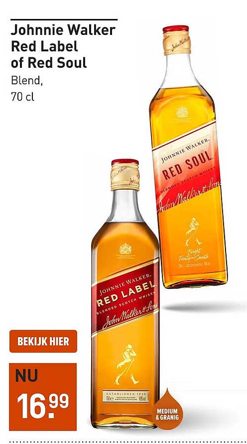 Johnnie Walker Red Label of Red Soul Blend, 70 cl