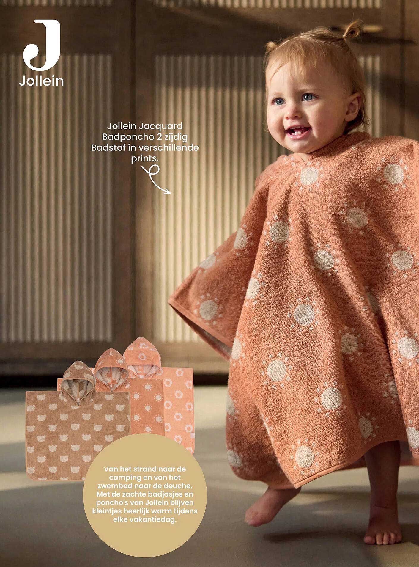 Jollein Jacquard Badponcho 2 zijdig Badstof in verschillende prints.