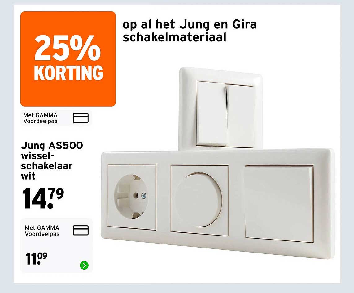 Jung AS500 wissel-schakelaar wit 25% KORTING