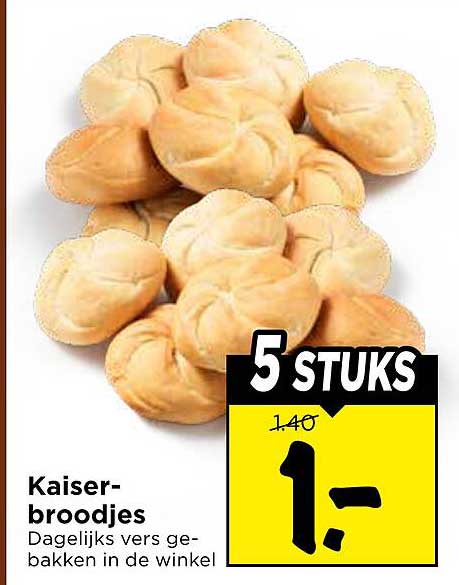 Kaiser-broodjes Dagelijks vers gebakken in de winkel 5 stuks