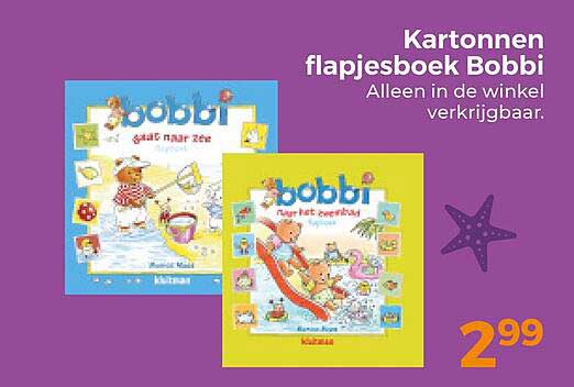 Kartonnen flapjesboek Bobbi Alleen in de winkel verkrijgbaar.