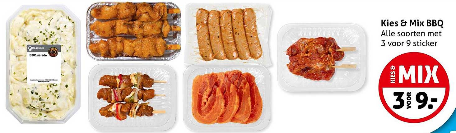 Kies & Mix BBQ Alle soorten met 3 voor 9 sticker