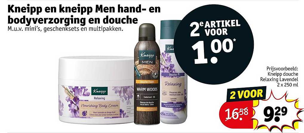 Kneipp en kneipp Men hand- en bodyverzorging en douche 2e artikel voor 1.00