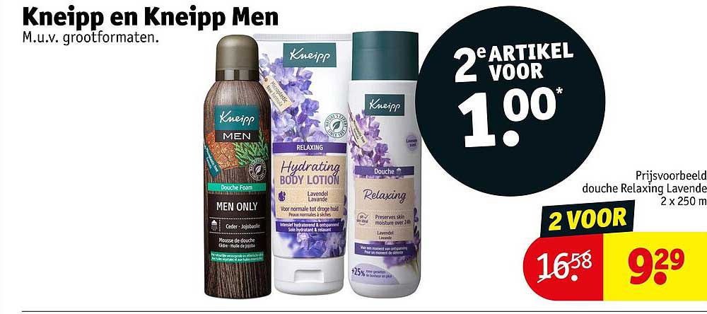 Kneipp en Kneipp Men M.u.v. grootformaten. 2e artikel voor 1.00*