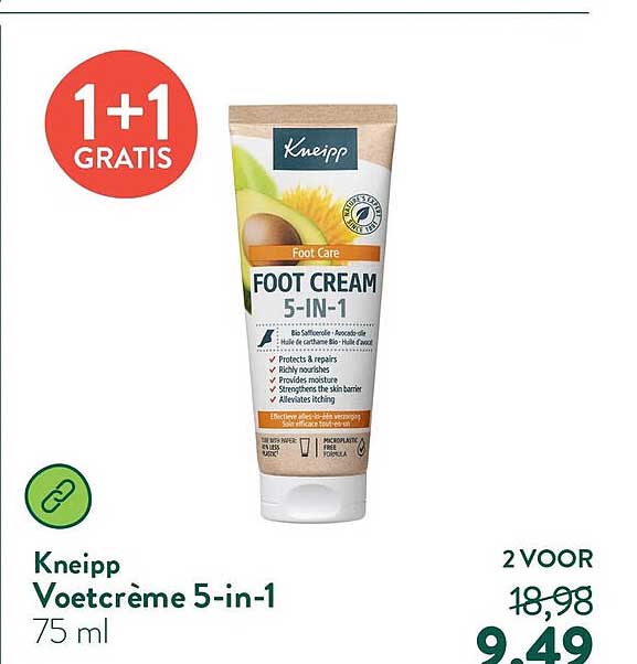 Kneipp Voetcrème 5-in-1 1+1 gratis