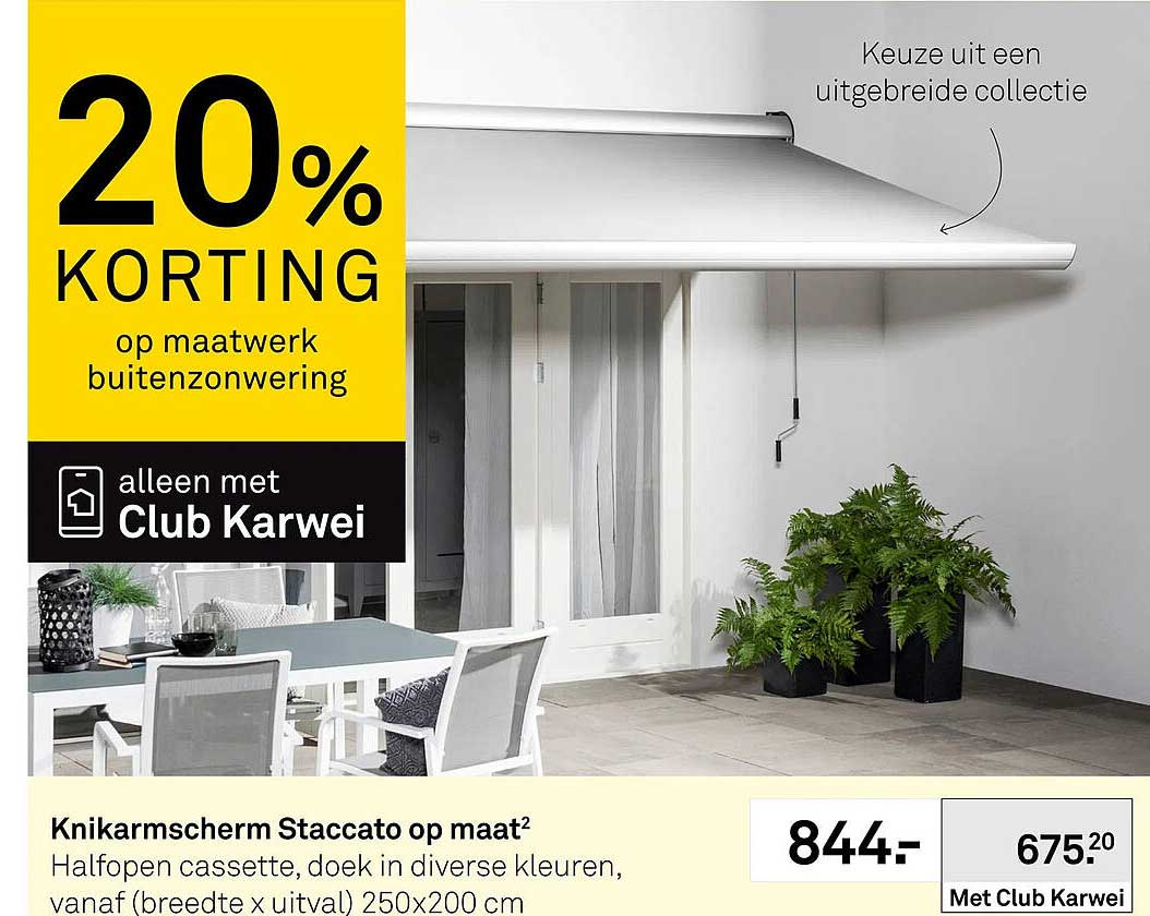Knikarmscherm Staccato op maat 20% korting