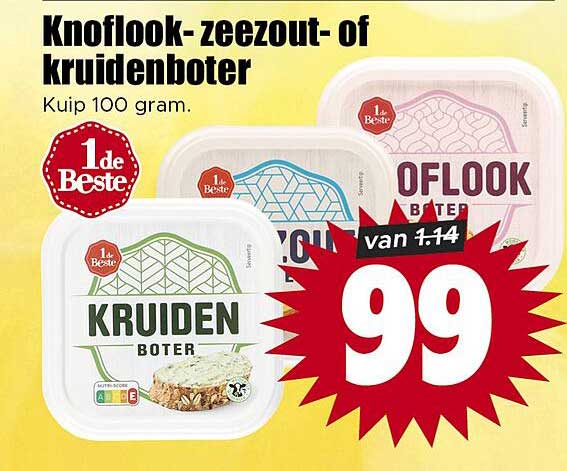 Knoflook- zeezout- of kruidenboter Kuip 100 gram