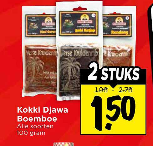 Kokki Djawa Boemboe Alle soorten 100 gram 2 STUKS