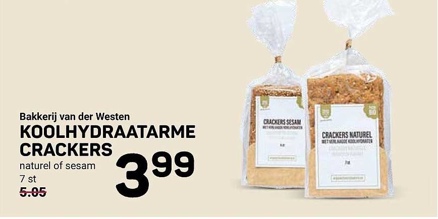 Koolhydraatarme crackers naturel of sesam 7 st
