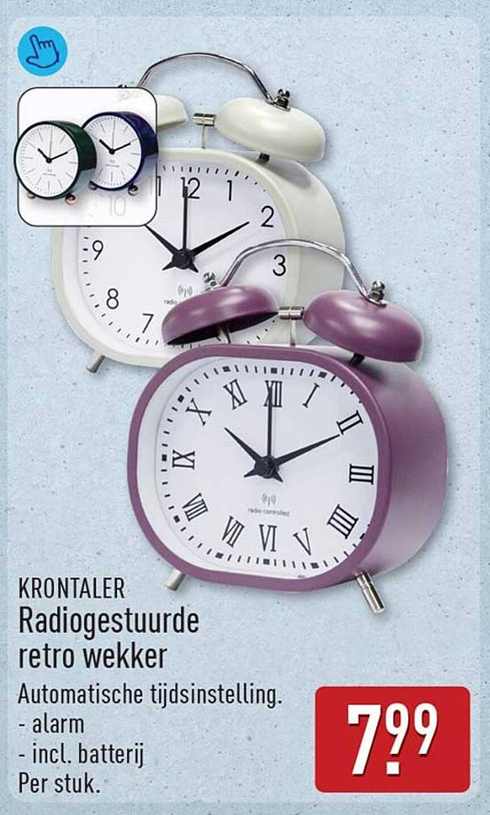 KRONTALER Radiogestuurde retro wekker