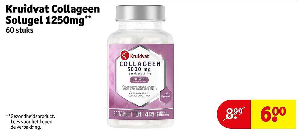 Kruidvat Collageen Solugel 1250mg** 60 stuks