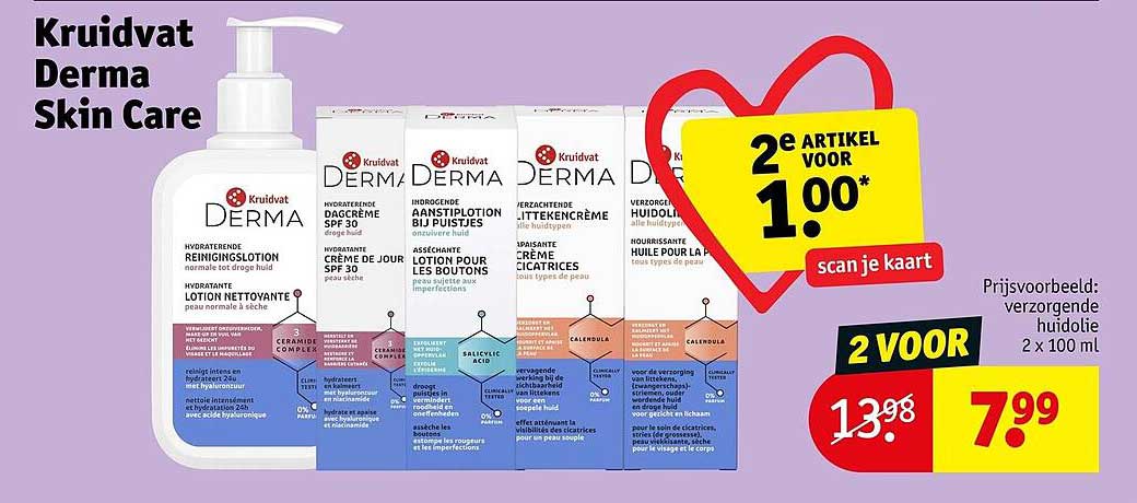 Kruidvat Derma Skin Care 2e artikel voor 1.00* scan je kaart