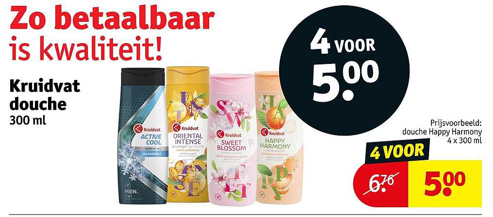 Kruidvat douche 300 ml 4 voor 5.00