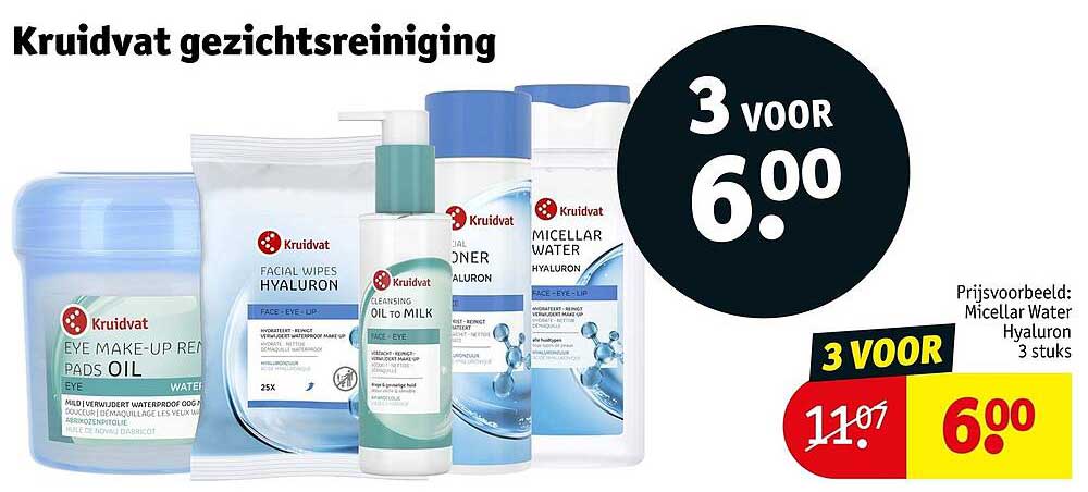 Kruidvat gezichtsreiniging 3 VOOR 6.00